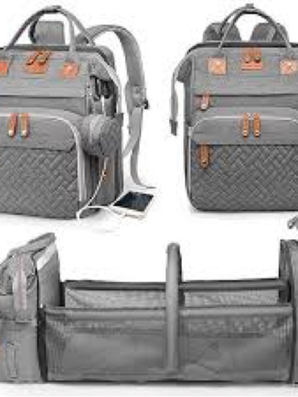 Good Mum Multi-Functional Diaper Bag Backpack in grey